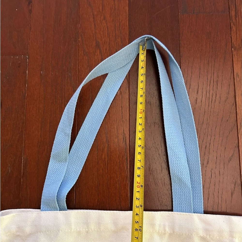 Love Never Ends Musical Note thick canvas Tote Bag white and blue 15”x13” new - Picture 5 of 5